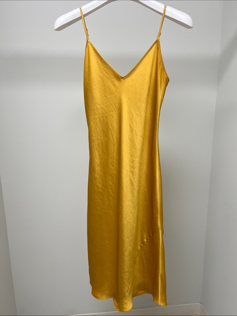 Wilfred Satin Slip Dress in Mustard